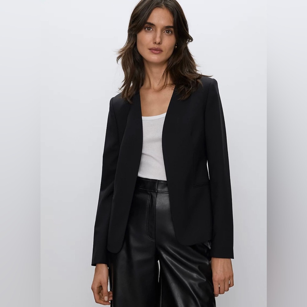 Aritzia Babaton Lexia Black Wool Open-Front Blazer NWT Size 10
